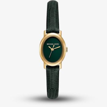 Michael Kors Ladies Green Petite Maude Gold -Tone and Lizard Embossed Leather Watch MK7633