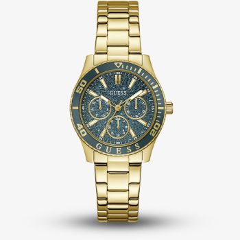 Guess Ladies Mariana Gold Tone Teal Dial Bracelet Watch GW1035L2