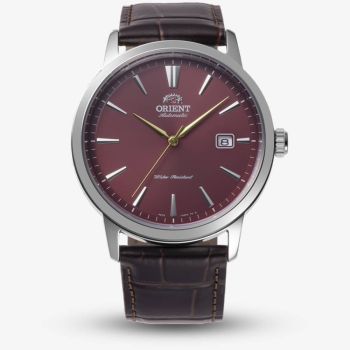 Orient Mens AC0F Red Dial Leather Strap Watch RA-AC0F15R