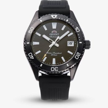 Orient Mens Mako 40 Black Dial Rubber Strap Watch RA-AC0Q10N