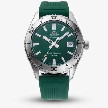 Orient Mens Mako 40 Green Dial Rubber Strap Watch RA-AC0Q11E