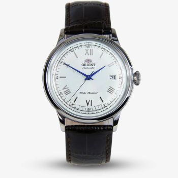 Orient Mens Classic Bambino White Dial Leather Strap Watch TAC00009W0