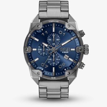 Diesel Mens Spiked Blue Chronograph Dial Bracelet Watch DZ4724