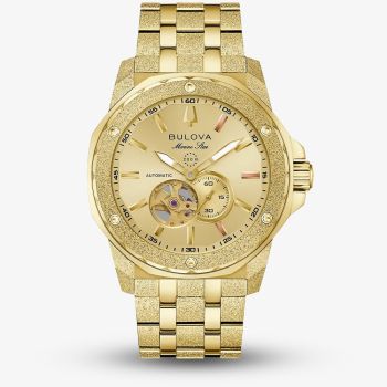 Bulova Mens Marine Star Marc Anthony Gold Tone Bracelet Watch 97A200