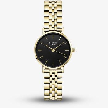ROSEFIELD Ladies Small Edit Black Dial Golden Bracelet Watch 26BSG-268