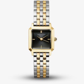 ROSEFIELD Ladies Boxelle Black Dial Two Tone Bracelet Watch BBDSG-B07