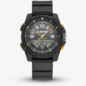 G Star Mens OPS 01 Black Dual Display Strap Watch GSW.502.02