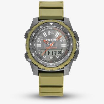 G Star Mens OPS 01 Green Dual Display Strap Watch GSW.502.03