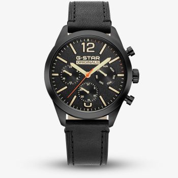 G Star Mens Originals Black Leather Strap Watch GSW.504.02