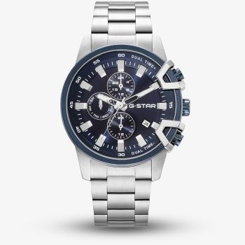 G Star Mens Bend3D Blue Dial Silver Bracelet Watch GSW.505.04
