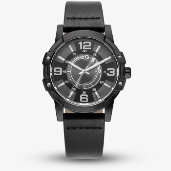 G Star Mens Constructed Black Leather Strap Watch GSW.506.02
