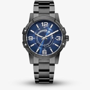 G-STAR Mens Constructed Blue Dial Black Bracelet Watch GSW.506.09