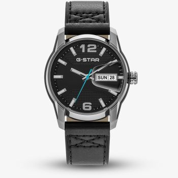 G Star Mens Selvedge Black Leather Strap Watch GSW.507.02