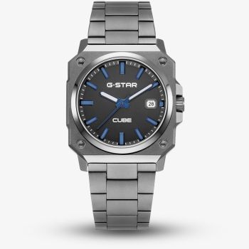 G Star Mens Cube Black Dial Grey Bracelet Watch GSW.508.07