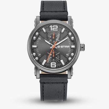 G Star Mens Rovic Black Leather Strap Watch GSW.509.02