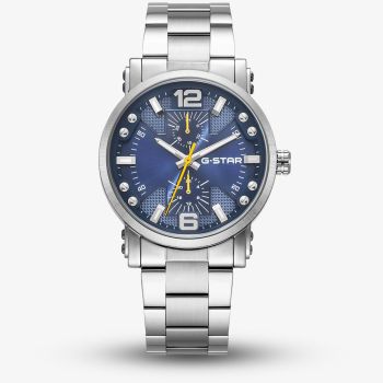 G Star Mens Rovic Blue Dial Silver Bracelet Watch GSW.509.05