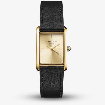 ROSEFIELD Ladies Heirloom Champagne Dial Black Leather Strap Watch HCBLG-H07