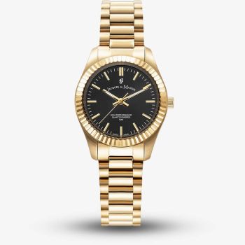 Jacques du Manoir Ladies Inspiration Prime Black Dial Gold Tone Bracelet Watch JWL03908