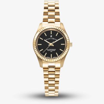Jacques du Manoir Ladies Inspiration Prime Black Dial Gold Tone Bracelet Watch JWL04007