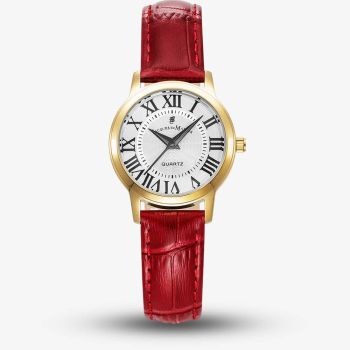 Jacques du Manoir Ladies Genesis Silver Dial Red Leather Strap Watch JWL04903