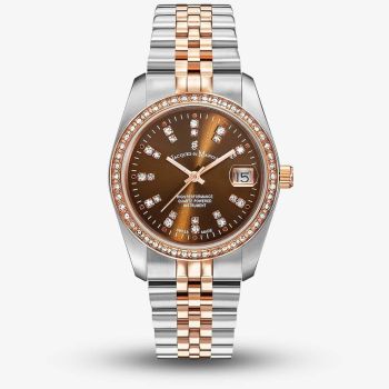 Jacques du Manoir Ladies Inspiration Elegance Brown Dial Two Tone Bracelet Watch NROP.25