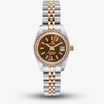 Jacques du Manoir Ladies Inspiration Elegance 26mm Brown Dial Two Tone Bracelet Watch NROP.26