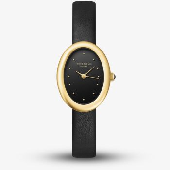 ROSEFIELD Ladies Ovale Black Dial Leather Strap Watch OVBGLG-OV18