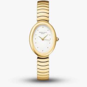 ROSEFIELD Ladies Ovale White Dial Golden Bracelet Watch OVWGSG-OV19