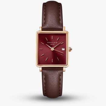 ROSEFIELD Ladies Boxy XS Red Dial Leather Strap Watch QBBLR-Q56