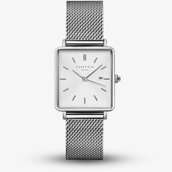 ROSEFIELD Ladies Boxy White Dial Mesh Bracelet Watch QWSS-Q02