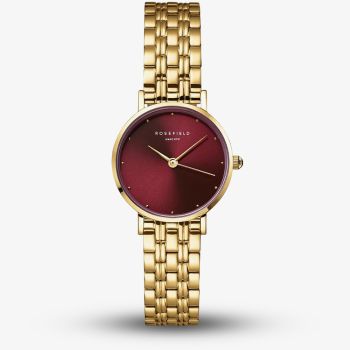 ROSEFIELD Ladies Small Edit Burgundy Dial Golden Bracelet Watch SEGSG-SE01