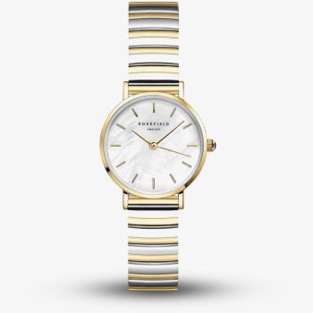 ROSEFIELD Ladies Small Edit White Mother of Pearl Two Tone Bracelet Watch SEWDSG-SE03