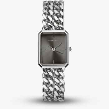 ROSEFIELD Ladies Studio Octagon Black Dial Double Curb Chain Bracelet Watch SGSSS-O78