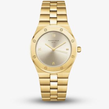 ROSEFIELD Ladies Rose Champagne Dial Golden Bracelet Watch SPCGSG-SP01