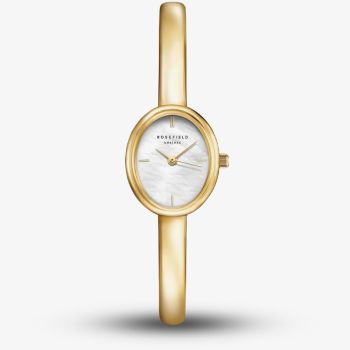 ROSEFIELD Ladies Studio Bangle S White Mother of Pearl Dial Golden Bangle Bracelet Watch STWGSG-ST04