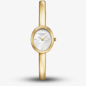 ROSEFIELD Ladies Studio Bangle White Mother of Pearl Dial Golden Bangle Bracelet Watch STWGSG-ST05