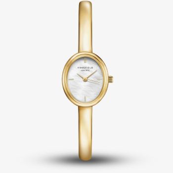 ROSEFIELD Ladies Studio White Mother of Pearl Dial Golden Bangle Bracelet Watch STWGSG-ST06