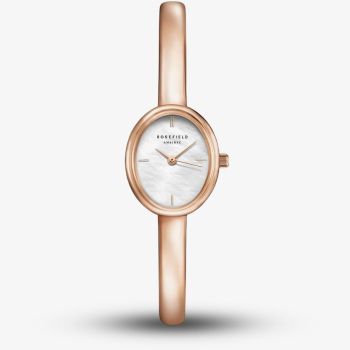 ROSEFIELD Ladies Studio Bangle S White Mother of Pearl Dial Rose Gold Bangle Bracelet Watch STWRSR-ST08