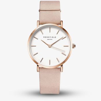 ROSEFIELD Ladies West Village White Dial Pink Leather Strap Watch WSPR-W73