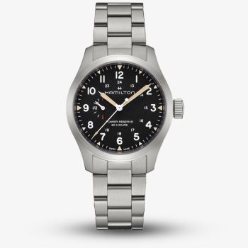 Hamilton Mens Khaki Field Mechanical Power Reserve Black Dial Watch H69509140