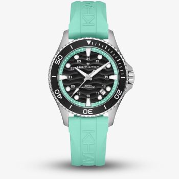 Hamilton Mens Khaki Navy Scuba Turquoise Rubber Strap Watch H82415331
