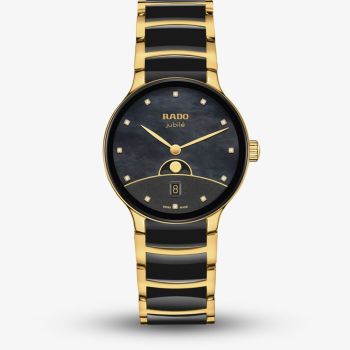 Rado Ladies Centrix Moonphase Black Mother Of Pearl Dial Watch R30233942