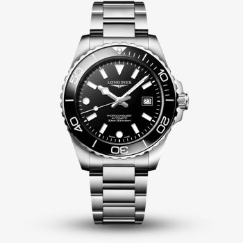 Longines Mens Hydroconquest Black Dial Stainless Steel Bracelet Watch L3.788.4.56.6