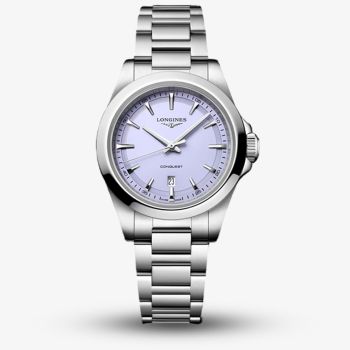Longines Ladies Conquest Purple Dial Stainless Steel Bracelet Watch  L3.350.4.02.6