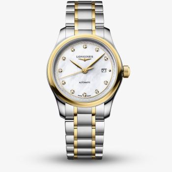 Longines Ladies Master Two Tone Diamond &amp; Mother of Pearl Dial Bracelet  Watch L2.449.5.87.7
