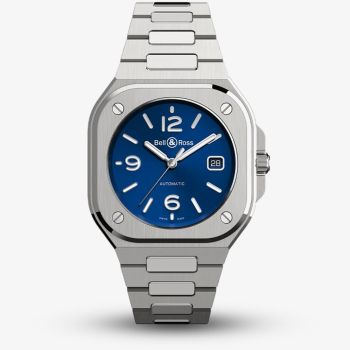 Bell &amp; Ross Mens BR-05 Blue Dial Bracelet Watch BR05A-BLU-ST/SST