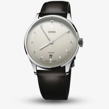 Oris Mens Artelier Date White Dial Dark Brown Leather Strap Watch 01 733 7810 4051-07 6 20 17FC