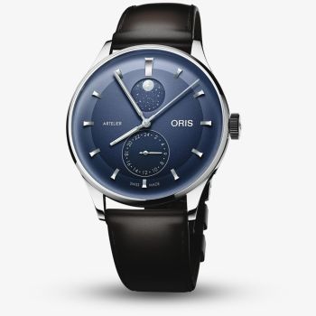 Oris Mens Artelier Complication Blue Dial Dark Brown Leather Strap Watch 01 782 7811 4055-07 6 20 17FC