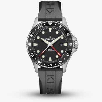 Hamilton Mens Khaki Navy Scuba Automatic GMT Black Rubber Strap Watch H82555330