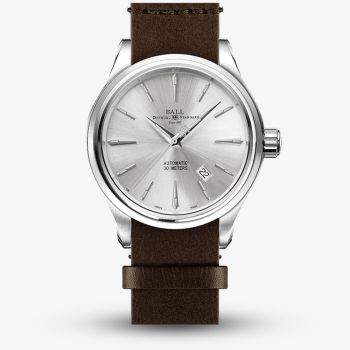BALL Mens Trainmaster Legend Brown Leather Strap Watch NM9080D-L1J-SL